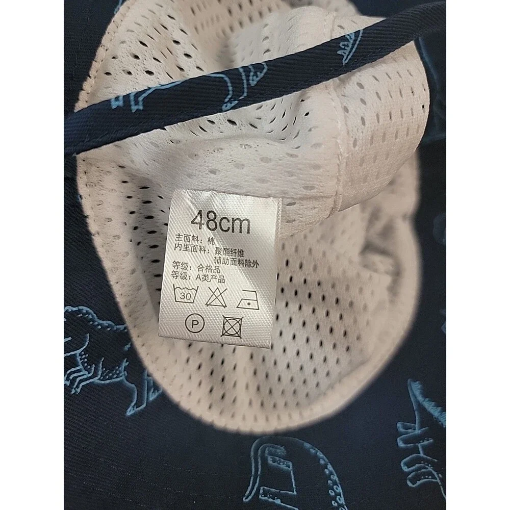 6-12M Baby Sun Hat UPF 50+ Protective Beach Wide Brim Baby Bucket Hat Blue Dino